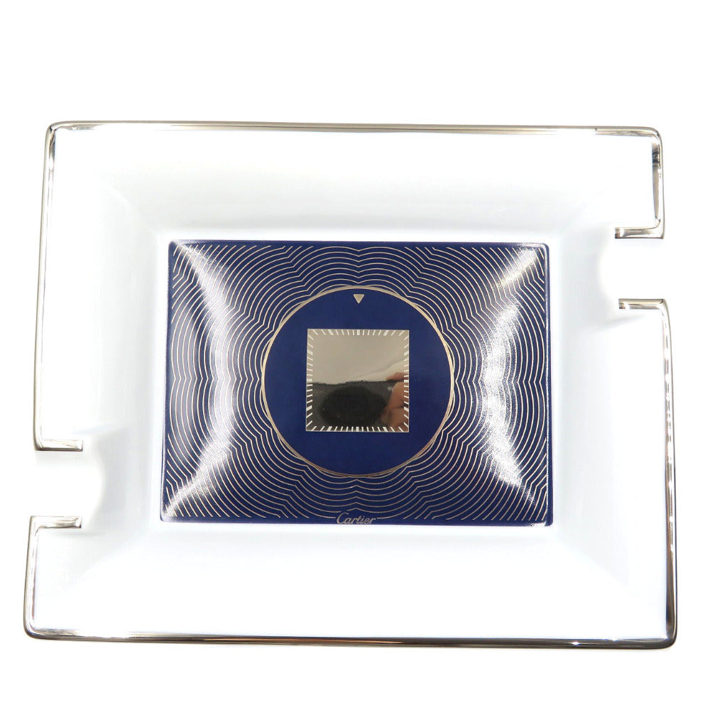 未使用 カルティエ パシャ ドゥ カルティエ アッシュトレー 陶器 ホワイト 白 ネイビー ゴールド 灰皿 【中古】0126 Cartier