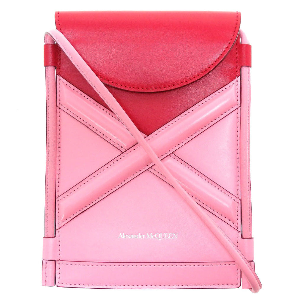 新品同様 アレキサンダーマックイーン レザー ピンク レッド 赤 スマホショルダー ショルダーバッグ 0127【中古】Alexander McQUEEN