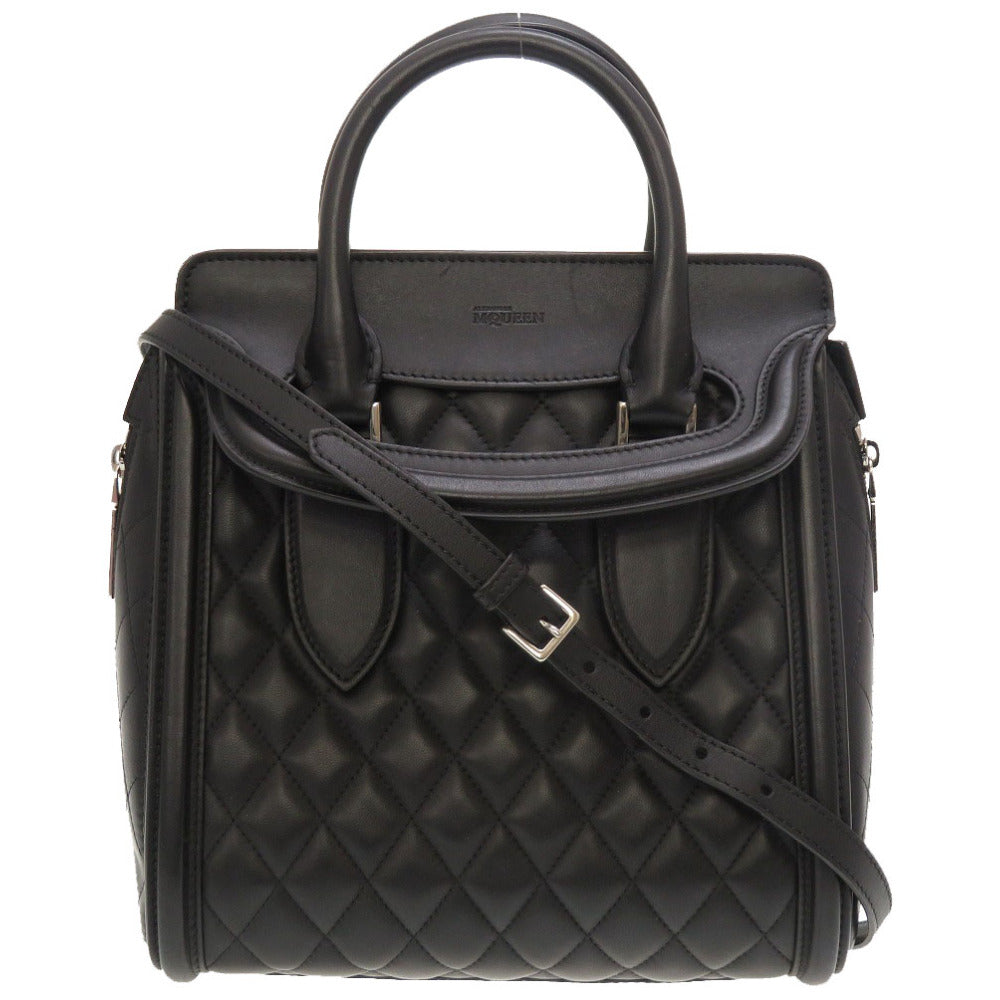 美品 アレキサンダー マックイーン ヒロインバッグ レザー ブラック 2WAY ハンドバッグ バッグ 黒 0134 【中古】 Alexander McQueen