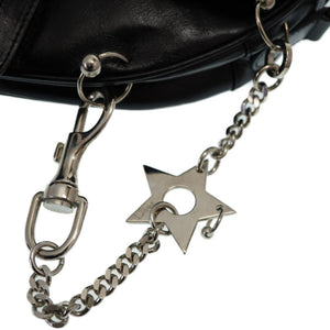 美品 クリスチャン ディオール サドルバッグ ハードコア レザー ハンドバッグ ブラック 黒 0016【中古】Dior