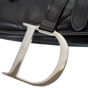 美品 クリスチャン ディオール サドルバッグ ハードコア レザー ハンドバッグ ブラック 黒 0016【中古】Dior