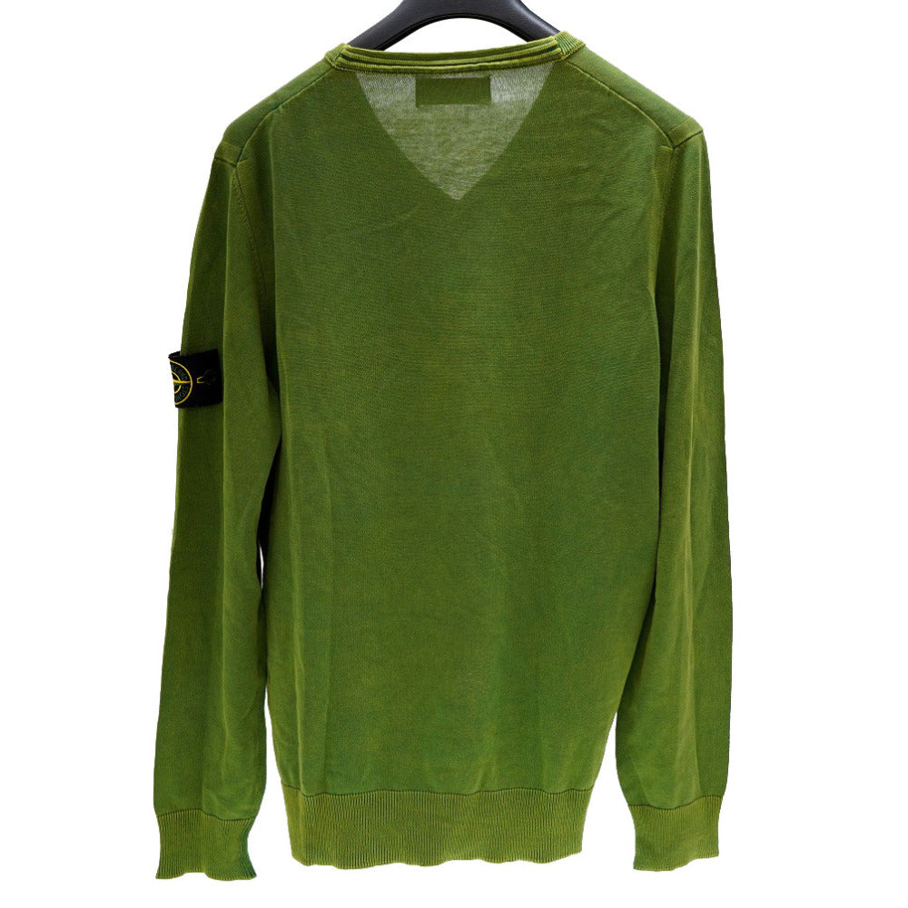 美品 ストーンアイランド Vネック コットン ニット セーター グリーン サイズL 緑 0018【中古】STONE ISLAND メンズ