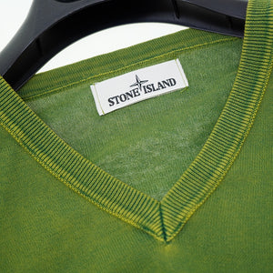 美品 ストーンアイランド Vネック コットン ニット セーター グリーン サイズL 緑 0018【中古】STONE ISLAND メンズ