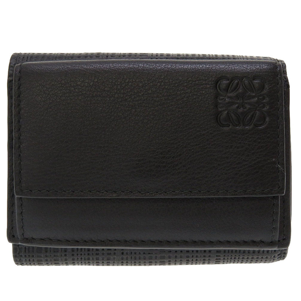 新品同様 ロエベ トライフォールド 61707101 コンパクトウォレット レザー ブラック 黒 3つ折り財布 財布 0029【中古】LOEWE