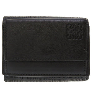 新品同様 ロエベ トライフォールド 61707101 コンパクトウォレット レザー ブラック 黒 3つ折り財布 財布 0029【中古】LOEWE