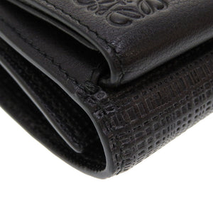 新品同様 ロエベ トライフォールド 61707101 コンパクトウォレット レザー ブラック 黒 3つ折り財布 財布 0029【中古】LOEWE