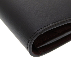 未使用 カルティエ マスト レザー ブラック ボルドー 黒 紫 2つ折り長財布 財布 メンズ 0030【中古】Cartier