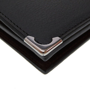 未使用 カルティエ マスト レザー ブラック ボルドー 黒 紫 2つ折り長財布 財布 メンズ 0030【中古】Cartier