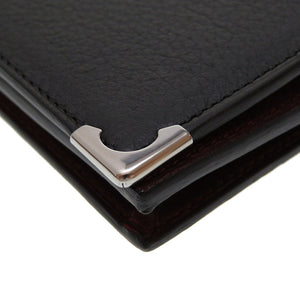 未使用 カルティエ マスト レザー ブラック ボルドー 黒 紫 2つ折り長財布 財布 メンズ 0030【中古】Cartier