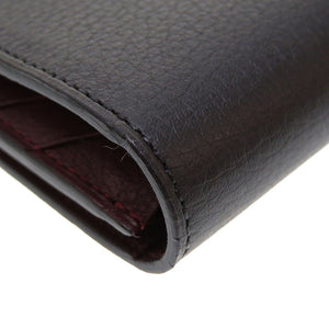 未使用 カルティエ マスト レザー ブラック ボルドー 黒 紫 2つ折り長財布 財布 メンズ 0030【中古】Cartier