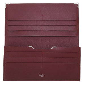 未使用 カルティエ マスト レザー ブラック ボルドー 黒 紫 2つ折り長財布 財布 メンズ 0030【中古】Cartier