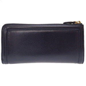 新品同様 フェラガモ ヴァラリボン 22-C907 レザー ネイビー 紺 L字ファスナー長財布 財布 0031【中古】Feragamo