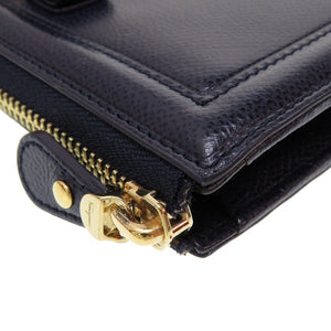 新品同様 フェラガモ ヴァラリボン 22-C907 レザー ネイビー 紺 L字ファスナー長財布 財布 0031【中古】Feragamo