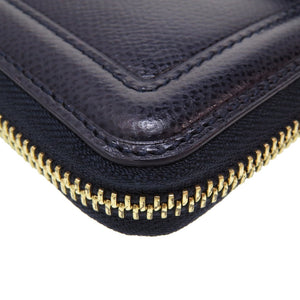 新品同様 フェラガモ ヴァラリボン 22-C907 レザー ネイビー 紺 L字ファスナー長財布 財布 0031【中古】Feragamo