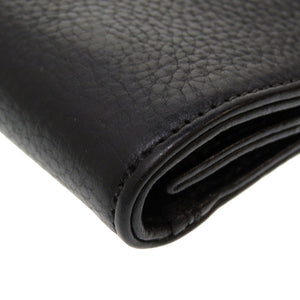 クロムハーツ クロスボタン レザー ブラック シルバー925 黒 ウォレット 2つ折り財布 財布 0032【中古】Chrome Hearts