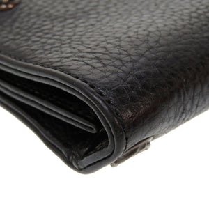 クロムハーツ クロスボタン レザー ブラック シルバー925 黒 ウォレット 2つ折り財布 財布 0032【中古】Chrome Hearts