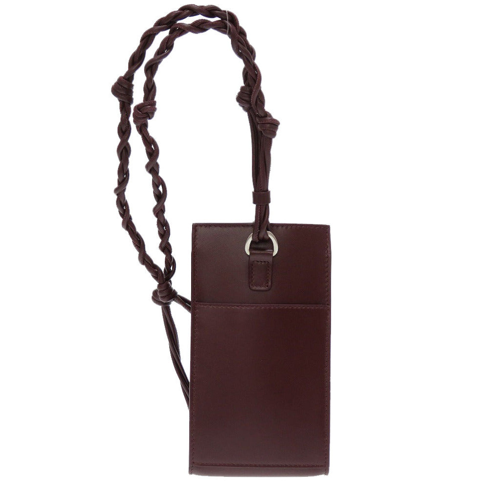 新品同様 ジルサンダー タングル レザー ボルドー 紫 フォンケース スマホホルダー ショルダーバッグ 0033【中古】JILSANDER