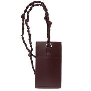 新品同様 ジルサンダー タングル レザー ボルドー 紫 フォンケース スマホホルダー ショルダーバッグ 0033【中古】JILSANDER