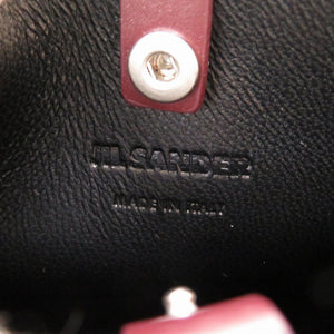 新品同様 ジルサンダー タングル レザー ボルドー 紫 フォンケース スマホホルダー ショルダーバッグ 0033【中古】JILSANDER