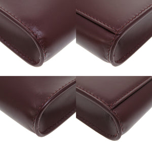 新品同様 ジルサンダー タングル レザー ボルドー 紫 フォンケース スマホホルダー ショルダーバッグ 0033【中古】JILSANDER