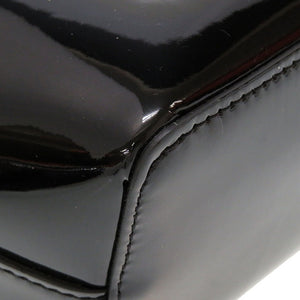 新品同様 ロンシャン エナメルレザー ブラック 黒 2way ハンドバッグ 0034【中古】LONGCHAMP