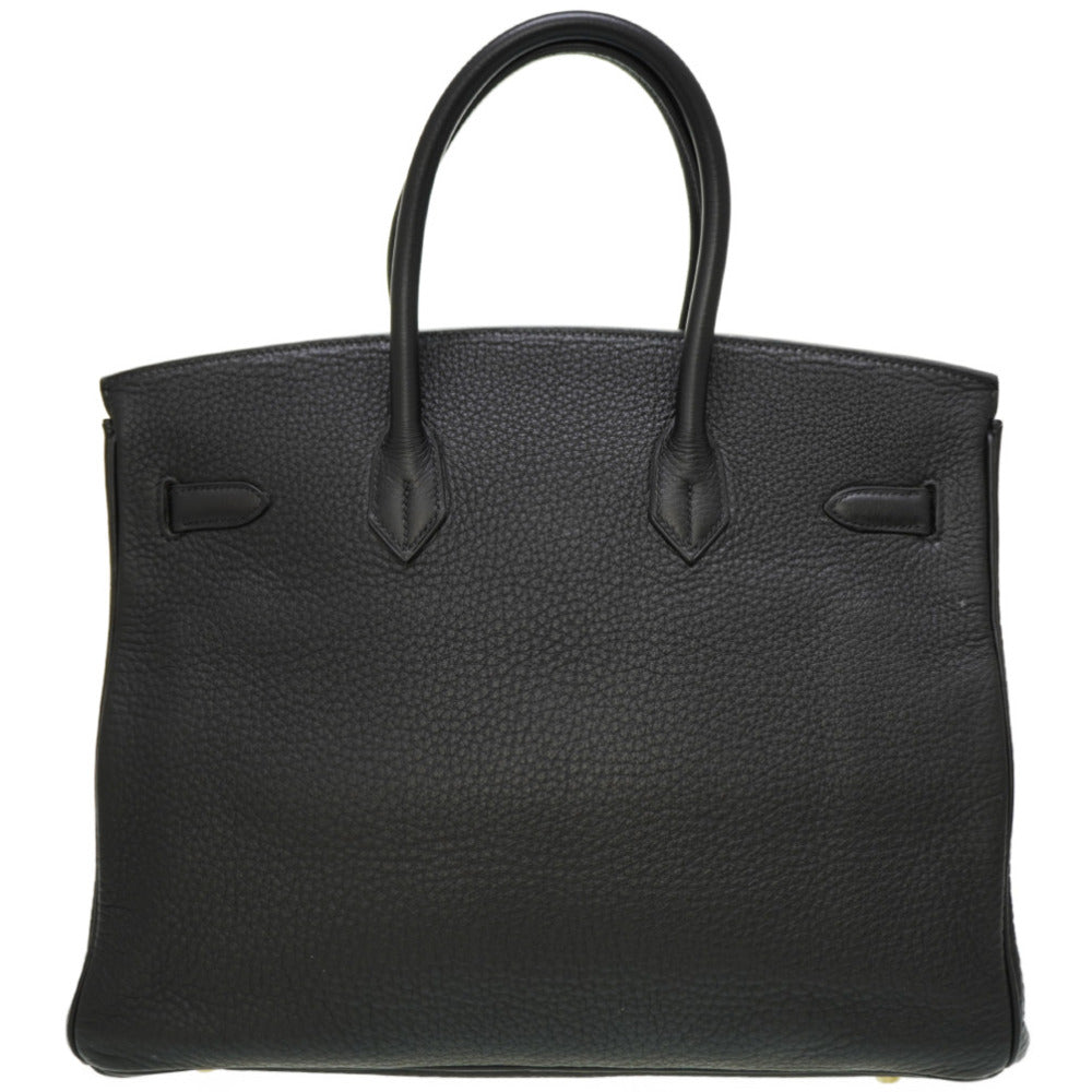 美品 エルメス バーキン35 フィヨルド ブラック ゴールド金具 □H刻印(2004年製) ハンドバッグ 黒 0036【中古】HERMES