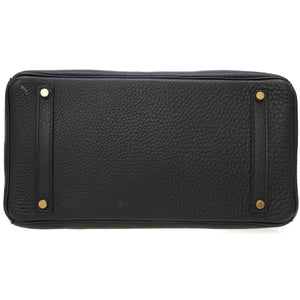 美品 エルメス バーキン35 フィヨルド ブラック ゴールド金具 □H刻印(2004年製) ハンドバッグ 黒 0036【中古】HERMES