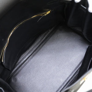 美品 エルメス バーキン35 フィヨルド ブラック ゴールド金具 □H刻印(2004年製) ハンドバッグ 黒 0036【中古】HERMES