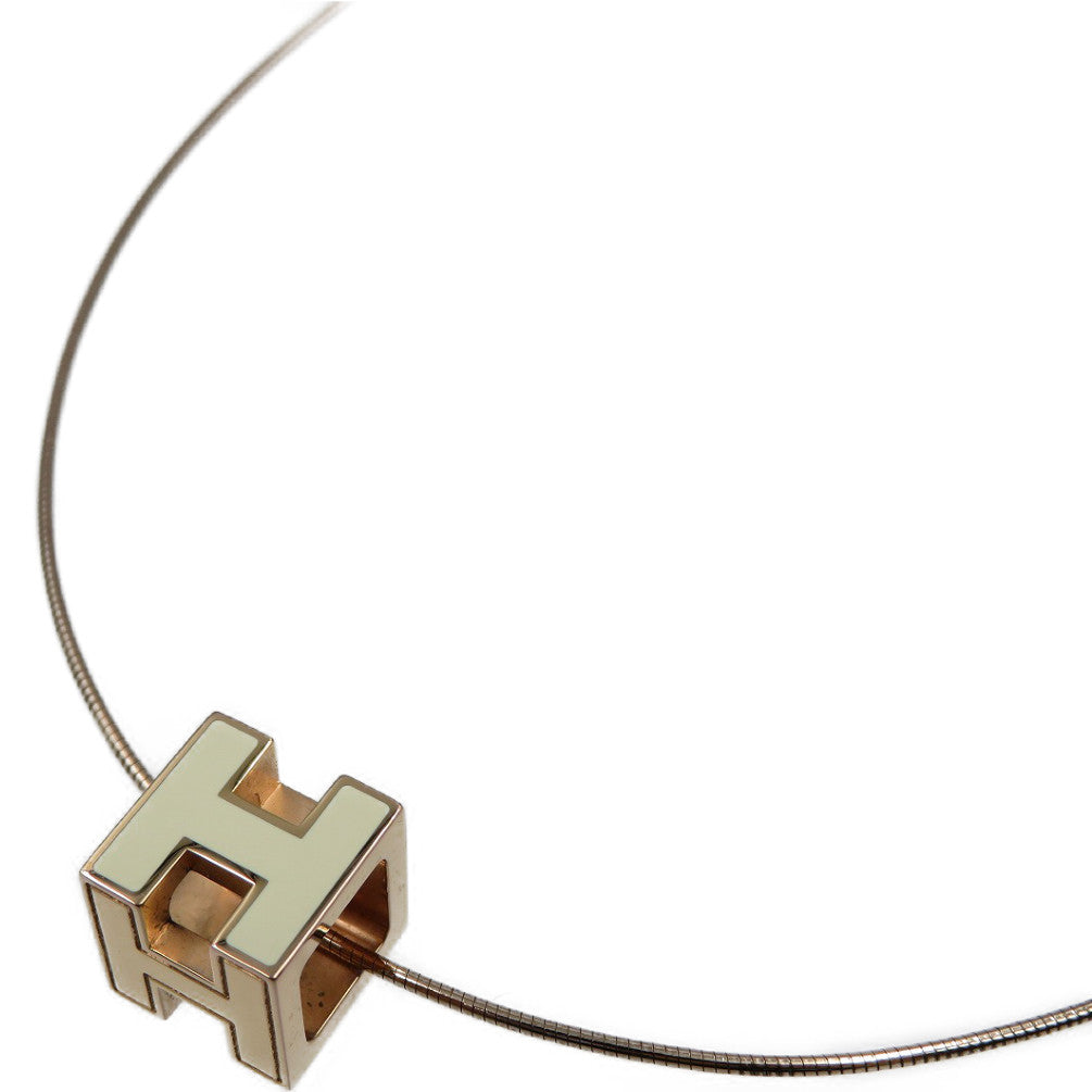 新品同様 エルメス カージュドアッシュ Ｈキューブ GP ホワイト ローズゴールド ネックレス 0047【中古】HERMES