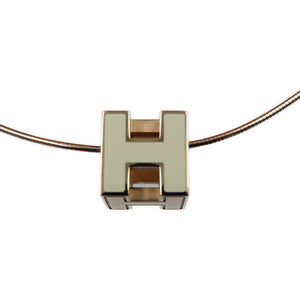 新品同様 エルメス カージュドアッシュ Ｈキューブ GP ホワイト ローズゴールド ネックレス 0047【中古】HERMES