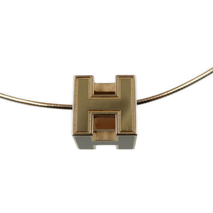 新品同様 エルメス カージュドアッシュ Ｈキューブ GP ホワイト ローズゴールド ネックレス 0047【中古】HERMES
