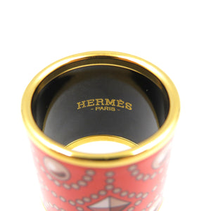 新品同様 エルメス 七宝焼き R メタル エナメル オレンジ ゴールド スカーフリング 0051【中古】HERMES