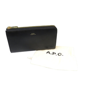 アーペーセー レザー ゴールド金具 ブラック 黒 L字ファスナー 長財布 0054【中古】A.P.C