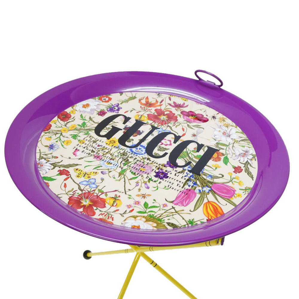 未使用 グッチ フォールディング メタル トレイ フローラ プリント 折り畳み式 0057【中古】GUCCI