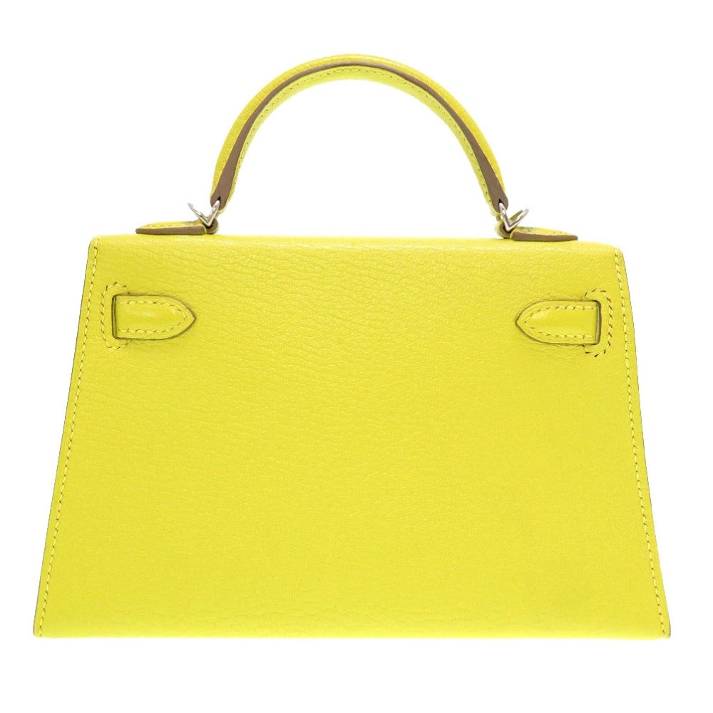 新品同様 エルメス ミニケリードゥ ヴォースイフト ライム シルバー金具 A刻印(2017年製) ハンドバッグ バッグ 黄 0062 【中古】 HERMES ケリードゥ ミニケリー ケリーミニ