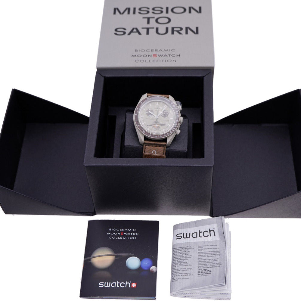 未使用 オメガ ムーンスウォッチ スピードマスター ミッション トゥ サターン SO33T100 クオーツ 腕時計 ナイロン/バイオセラミック/ベルクロ グレー 0067【中古】OMEGA ユニセックス