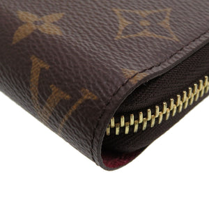 新品同様 ルイ ヴィトン モノグラム ジッピーウォレット フューシャ M41895 ラウンドファスナー長財布 財布 0074【中古】LOUIS VUITTON