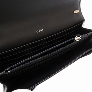 新品同様 カルティエ ジャンヌ トゥーサン レザー ブラック 黒 チェーン ウォレット ショルダーバッグ 0075【中古】Cartier