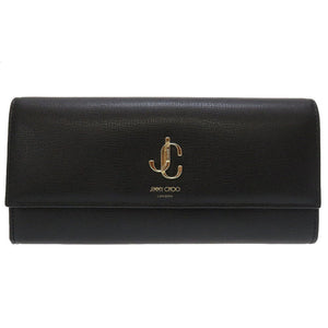 未使用 ジミーチュウ JCロゴ コンチネンタルウォレット レザー ブラック 黒 2つ折り長財布 財布 0076【中古】JIMMY CHOO