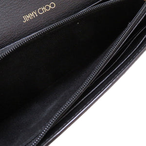 未使用 ジミーチュウ JCロゴ コンチネンタルウォレット レザー ブラック 黒 2つ折り長財布 財布 0076【中古】JIMMY CHOO