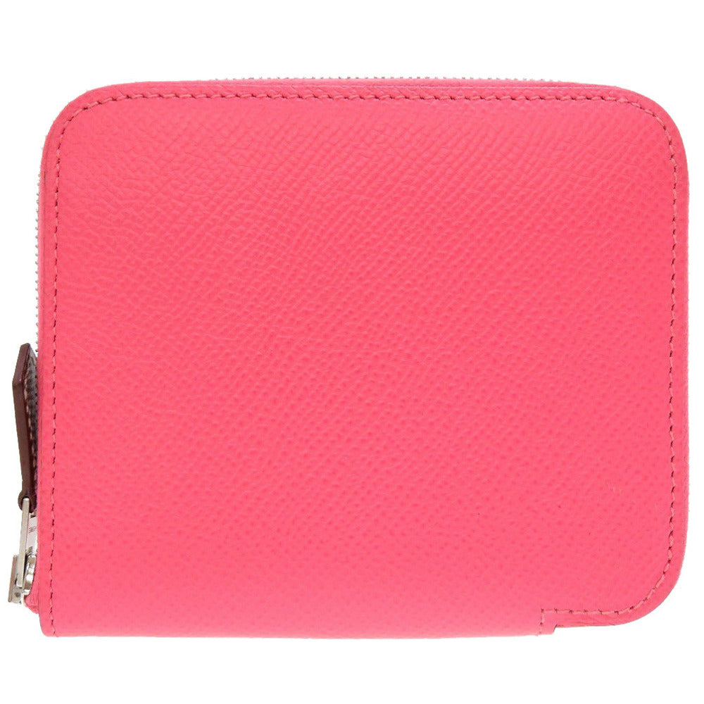 美品 エルメス アザップ コンパクト シルクイン C刻印(2018年製) ヴォーエプソン ローズアザレ ラウンドファスナー財布 財布 0081【中古】HERMES