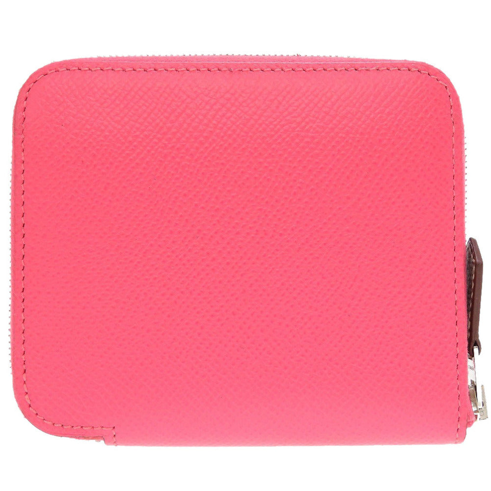 美品 エルメス アザップ コンパクト シルクイン C刻印(2018年製) ヴォーエプソン ローズアザレ ラウンドファスナー財布 財布 0081【中古】HERMES