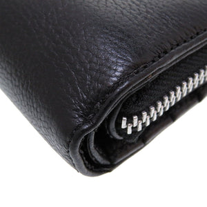 美品 クロムハーツ ビルウォレット スクエアジップ レザー ブラック 黒 シルバー925 2つ折り財布 財布 0082【中古】CHROME HEARTS