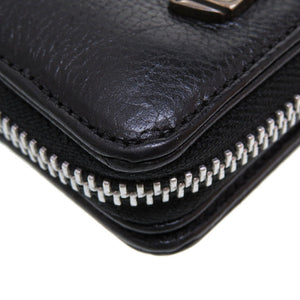 美品 クロムハーツ ビルウォレット スクエアジップ レザー ブラック 黒 シルバー925 2つ折り財布 財布 0082【中古】CHROME HEARTS