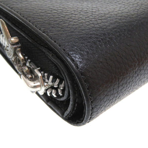美品 クロムハーツ ビルウォレット スクエアジップ レザー ブラック 黒 シルバー925 2つ折り財布 財布 0082【中古】CHROME HEARTS