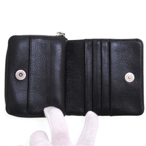 美品 クロムハーツ ビルウォレット スクエアジップ レザー ブラック 黒 シルバー925 2つ折り財布 財布 0082【中古】CHROME HEARTS