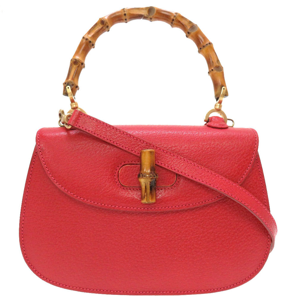 美品 グッチ バンブー レッド 000 1014 0188 2WAY ハンドバッグ バッグ 赤 0092 【中古】 GUCCI