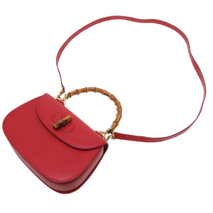 美品 グッチ バンブー レッド 000 1014 0188 2WAY ハンドバッグ バッグ 赤 0092 【中古】 GUCCI