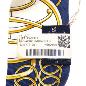 未使用 エルメス ツイリー リフトプロフィール シルク マリン ブラック 黒 スカーフ 0098【中古】HERMES