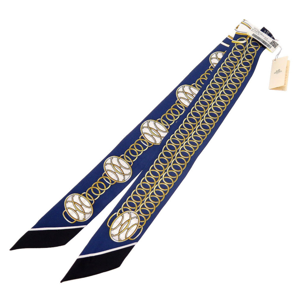 未使用 エルメス ツイリー リフトプロフィール シルク マリン ブラック 黒 スカーフ 0098【中古】HERMES